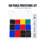 Laraheiser YENİ 560 Parça Kablo İzolasyon Makaron Seti 12 Ölçü 5 Renk Heat Shrink Tube Organizer Kutulu TREND
