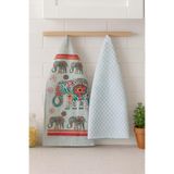 LaraLisa Collection 2'li Mutfak Peçetesi%100 Pamuk Dokuma Desenli ve Baskılı 40 x 60 Mutfak Havlu Seti Gri 40 x 60