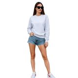 LaraLisa Collection Bisiklet Yaka 3 İplik Yüksek Kaliteli Unisex Kadın Erkek Sweatshirt Beyaz 2XL