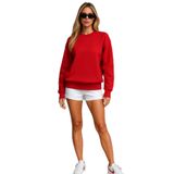 LaraLisa Collection Bisiklet Yaka 3 İplik Yüksek Kaliteli Unisex Kadın Erkek Sweatshirt Kırmızı 2XL