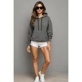 LaraLisa Collection Kapüşonlu Cepli 3 İplik Yüksek Kaliteli Unisex Kadın Erkek Sweatshirt Koyu Gri L