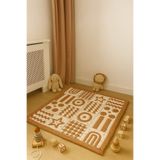 LaraLisa Collection Pamuklu Örme Kumaş 100x100 cm Çift Taraflı Çocuk Oyun Minderi Çok Renkli Tek Ebat