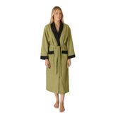 LaraLisa Collection Şal Yaka Cepli İnce Pike Kumaş Unisex Kadın Erkek Sabahlık Bornoz Haki XL