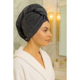 LaraLisa Collection%100 Pamuk Düğmeli Lüx Havlu Saç Bonesi ANTRASİT Tek Ebat