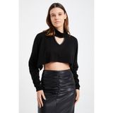 Laranor Kadın Siyah Yaka Detay Triko Crop Bolero - 40