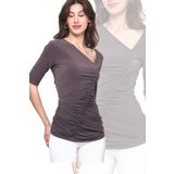 Laranor Kahve Yaka Detaylı Büzgü Tasarım Bluz Gündüz - Gece Şıklığı 25l8029