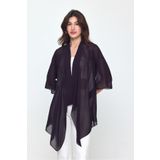 Laranor Mürdüm Şal Yaka Truvakar Kol Şifon Kimono - Hırka- Plaj Giyim 25L8034