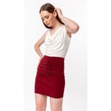 Laranor Önde Büzgü Detay Mini Etek - Bordo - 48