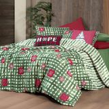 Larasi King Size (Battal Boy) %100 Pamuk Flanel (Pazen) Nevresim Takımı Yeşil - 240 x 220 cm