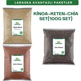 Laraska Chia Tohumu-Çiya Tohumu 100G -Keten Tohumu 100G - Beyaz Kinoa 100G -Set- Chia Seeds- Brown Flaxseed- White Quinoa Set (100GX3) - 1 Adet