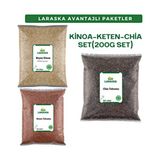 Laraska Chia Tohumu-Çiya Tohumu 200g-Keten Tohumu 200g-Beyaz Kinoa 200g-AVANTAJLI PAKET SET 200GX3