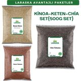 Laraska Chia Tohumu-Çiya Tohumu 500G -Keten Tohumu 500G - Beyaz Kinoa 500G -Set- Chia Seeds- Brown Flaxseed- White Quinoa Set (500GX3) - 500 gr