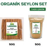 Laraska Organik Seylan- Organik Seylon Çubuk Tarçın 50G & Organik Seylon Toz Tarçın 50G Set - 1 Adet