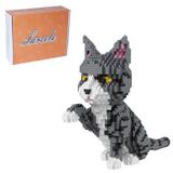 Larcele Kedi Mini Yapı Taşları Hayvan Seti, DIY Mikro 3D Yapı Oyuncak Tuğlaları, 1300 Parça KLJM-05 (Gri ve Beyaz Kedi)
