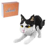 Larcele Kedi Mini Yapı Taşları Hayvan Seti, DIY Mikro 3D Yapı Oyuncak Tuğlaları, 1390 Parça KLJM-05 (Siyah Beyaz Kedi)