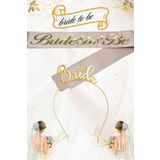 Larenya Bride To Be Metal Taç ve Kuşak Seti & Bekarlığa Veda Partisi & Pembe Altın Kuşak Altın Taç