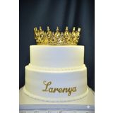 Larenya Pasta Üstü Taç Süsü | Gold & Gümüş Renk | Plastik Pasta Tacı Dekoru | Doğum Günü Pasta Taçı