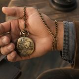 Laria Jewelry Eskitme Kabartma Detaylı Köstekli Cep Saati - Altın