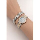 laria jewelry Taşlı Gold Iced Out Saat Ve Küba Bileklik Seti