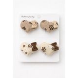 Laria Kalp Çiçek Baskılı Desenli 4’lü Pens Kız Çocuk Bebek Tokası (3x3cm)