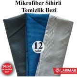 Larimar 12 Adet Sihirli Mikrofiber Temizlik Bezi 30*40CM Ekonomik Boy genel temizlik