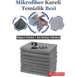 Larimar 2 Adet Mikrofiber Kareli Genel Temizlik Bezi Duvar ve Yer Silme Bezi Sıkılması En Rahat Bez 50*70CM