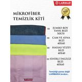 Larimar 4 Adet Karma Mikrofiber Temizlik Bezleri Sihirli Bez, Hassas, Cam Ayna ve Yer Bezi Hepsi Tek Paket