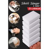 Larimar 6 Adet Sihirli Sünger Temizlik Süngeri / Ev-Otomobil-Motosiklet Zorlu Lekelerde