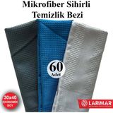 Larimar 60 Adet Sihirli Mikrofiber Temizlik Bezi 30*40CM Ekonomik Boy genel temizlik