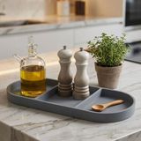 Larimar Çok Amaçlı 3 Bölmeli Gri Silikon Altlık – Yağdanlık ve Sunum Organizeri (5177)