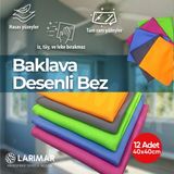 Larimar Mikrofiber Baklava Desenli Cam ve Temizlik Bezi 12'li