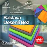 Larimar Mikrofiber Baklava Desenli Cam ve Temizlik Bezi 6'lı