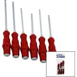 Larimar Pvc Ambalaj Kırmızı - Plastik Saplı Darbeli 6lı Set Çift Taraflı Tornavida Takımı (5177) - Gri