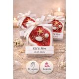 Larina Hediyelik Kişiye Özel Kokulu Mum Hediyelik – El Yapımı Deniz Temalı Premium Düğün & Baby Shower Konsepti - Kırmızı - 20 Adet
