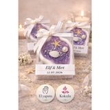 Larina Hediyelik Kişiye Özel Kokulu Mum Hediyelik – El Yapımı Deniz Temalı Premium Düğün & Baby Shower Konsepti - Lila - 10 Adet