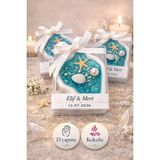 Larina Hediyelik Kişiye Özel Kokulu Mum Hediyelik – El Yapımı Deniz Temalı Premium Düğün & Baby Shower Konsepti - Turkuaz - 10 Adet
