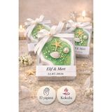 Larina Hediyelik Kişiye Özel Kokulu Mum Hediyelik – El Yapımı Deniz Temalı Premium Düğün & Baby Shower Konsepti - Yeşil - 50 Adet