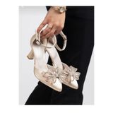 LARİNA SHOES FİYONK DETAYLI ZARİF ŞIK SATEN MALZEME KADIN ABİYE AYAKKABI