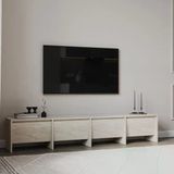 Laris 180 Cm Tv Sehpası – 4 Kapaklı, Traverten Mermer Desen
