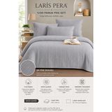 Larispera %100 Pamuk Çift Kişilik Pike Yatak Örtüsü Takımı Bordürlü +2 Düğmeli Yastık KILIFI(50X70) Antrasit gri - 200 x 230