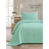 Larispera %100 Pamuk Tek Kişilik Pike Yatak Örtüsü Takımı Bordürlü +1 Düğmeli Yastık Kılıfı (50X70) yeşil - Su Yeşili - 160 x 230