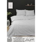 Larispera Çizgili Pamuk Saten Çift Kişilik Nevresim Takımı İplik Boyalı Duvet Cover Set