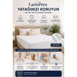 Larispera Sıvı Geçirmez Premium Fitted Alez Yumuşak Dokulu Sessiz Yatak Koruyucu - 160 x 200 cm - Beyaz