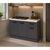 Lark Mutfak 3 Kapaklı 1 Çekmeceli Mutfak Alt Modül 100 Cm - Çok Amaçlı Dolap -Beyaz Laminat Tezgah Dahil - Antrasit