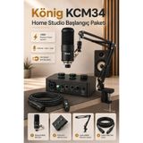 Larkin König KCM34 Home Studio Mikrofon Seti Ses Kartlı Standlı XLR Kablolu Yayın ve Podcast Paketi