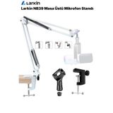Larkin NB39 Demir Masa Üstü Mikrofon Standı Ayaklığı Sehpası (35x35cm) (BEYAZ)