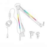 Larkin NB39 Profesyonel Masa Üstü Mikrofon Standı - Yayıncı Boom Kolu, 35x35cm Demir Taban, Podcast & Stüdyo Kayıt için Ayarlanabilir Mikrofon Sehpası (RGB Beyaz)