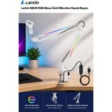 Larkin NB39 RGB Demir Masa Üstü Yayıncı Mikrofon Standı (BEYAZ-RGB) (35x35CM)