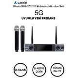 Larkin Westa WM-202H UHF 2 El Telsiz Kablosuz Mikrofon Seti (5G Uyumlu Yeni Frekans)