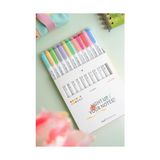 Larskas 12 Renk Çift Uçlu Fosforlu Kalem Seti – Highlighter + Fineliner | Pastel Renkler Dual Marker - 41 Delft Blue
